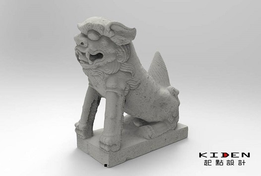 Resultado final del modelo 3D de la estatua del perro