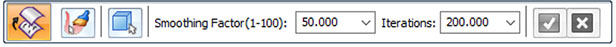 Newly added Brush and Box selection tool in Smooth Mesh command