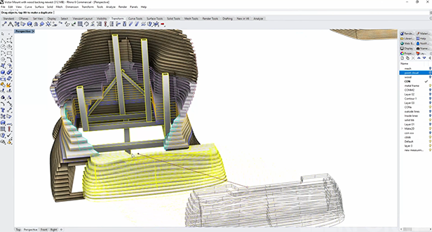 Diseño del contenedor de madera personalizada en el software de diseño Rhino