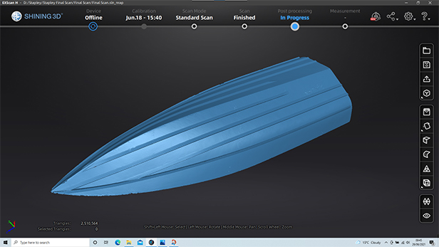 Boat hull in ExScan software