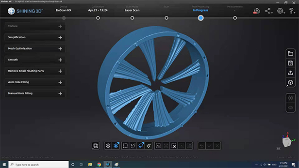 3D scan data of an impeller in the ExScan software