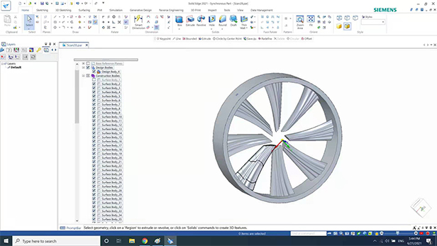 3D Data of an impeller in Solid Edge SHINING 3D Edition