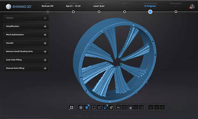 EinScan HX scanning an impeller for mining