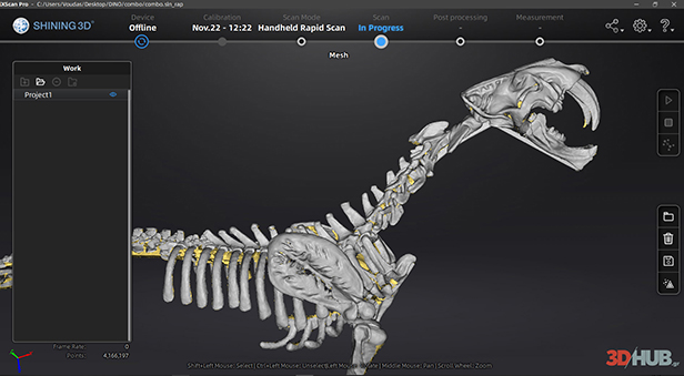 Side view of sculpture in ExScan software