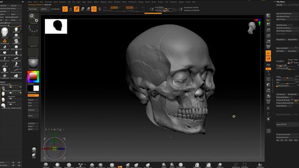 Ajustando los datos escaneados de la calavera para encajar perfectamente con los datos del escaneado de la cabeza.