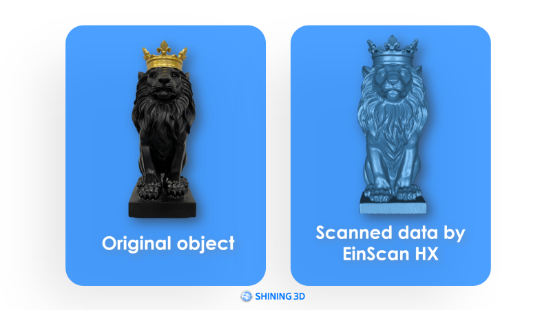 Superficies oscuras - Objeto original y datos escaneo con EinScan HX
