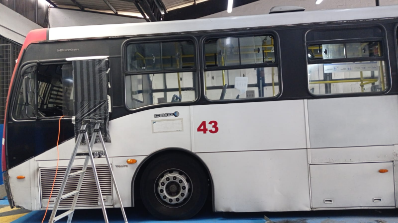 One of the buses that required 3D scanning for bus partition renovation