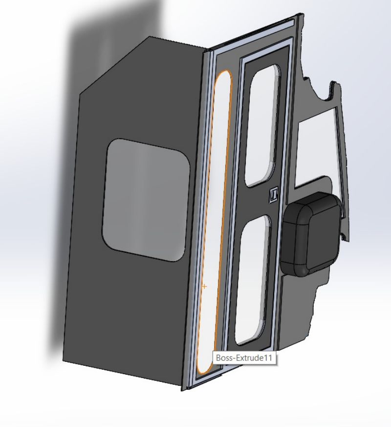 3D scanning for bus partition renovation - the redesigned part with Solid Edge