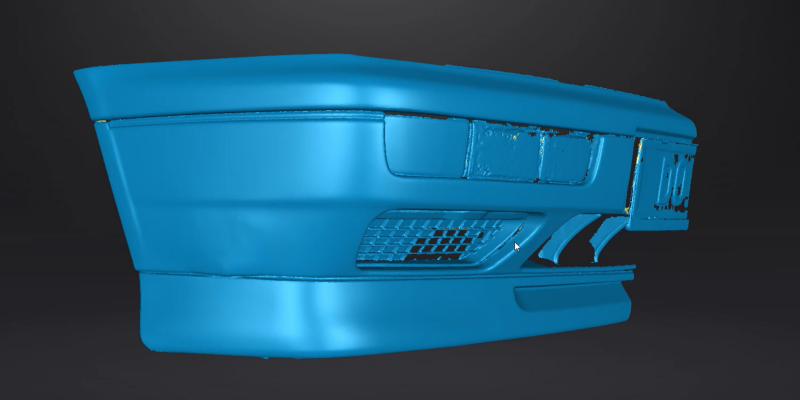 The resulting 3D scan of the car bumper.