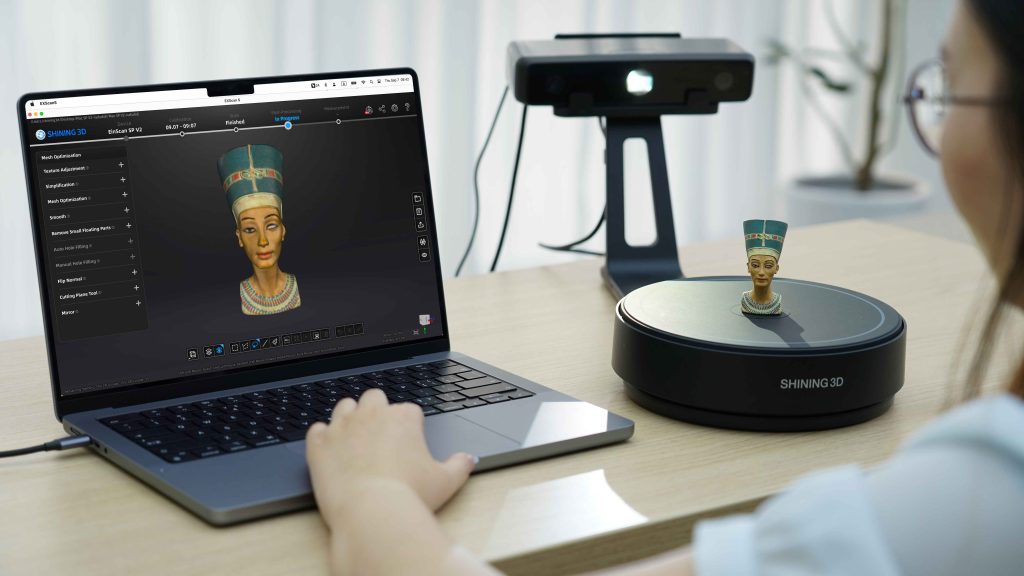 Beispiel 3D-Scan mit Mac und EinScan SE V2, Scan einer Miniaturbüste der Nofretete